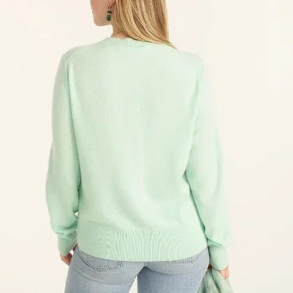 J. CREW Cashmere Crewneck Boyfriend Sweater Mint Green Size LARGE